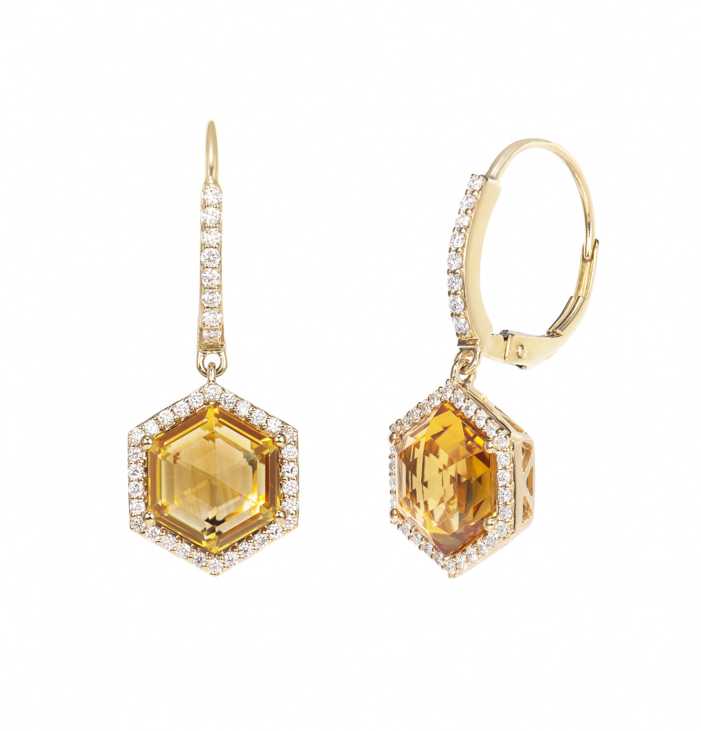 Citrine Hexagon Earring