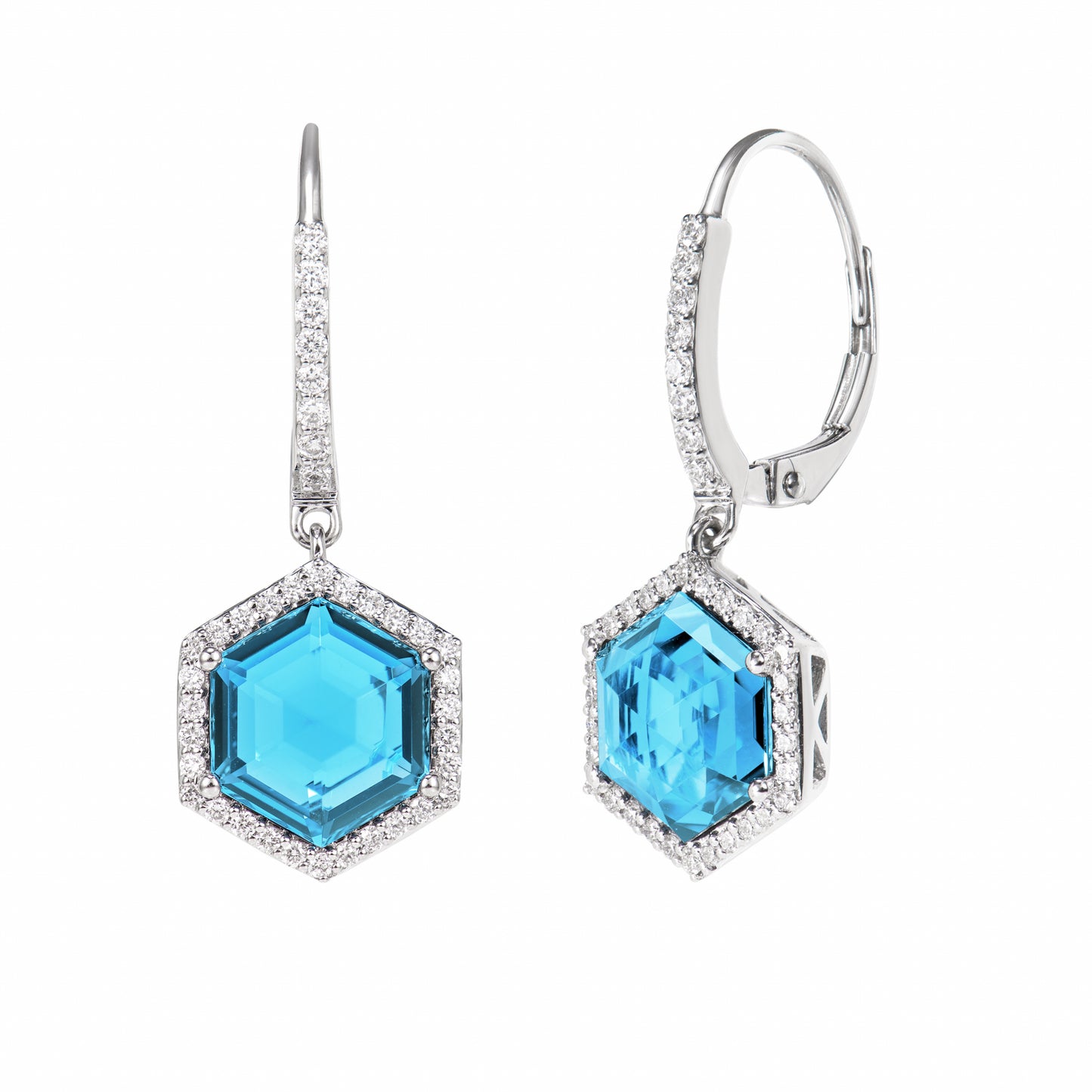 Swiss Blue Topaz Hexagon Earring