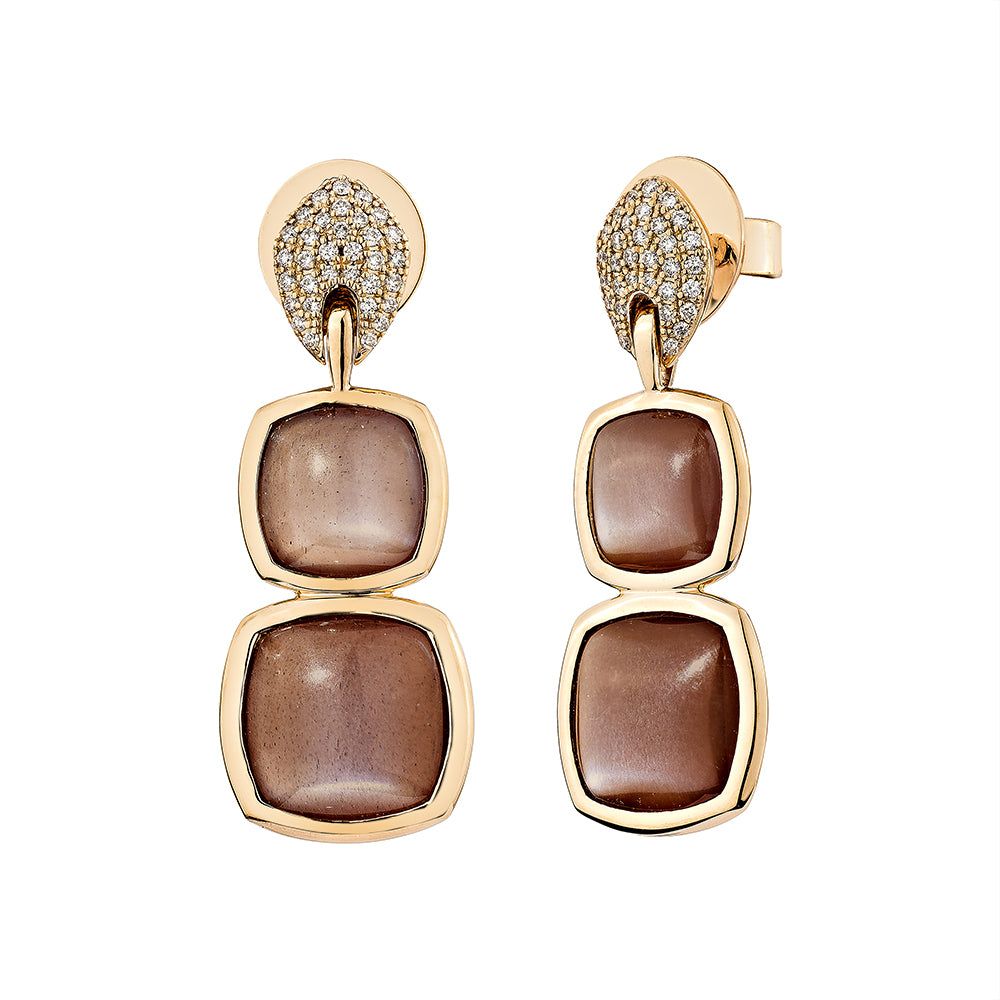 Chocolate Moonstone Drop Earring