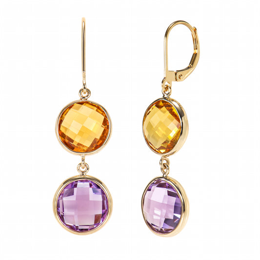 Amethyst & Citrine Drop Earring