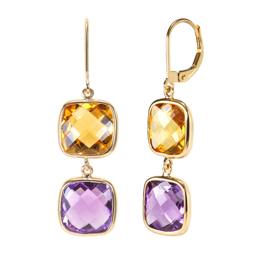 Amethyst & Citrine Drop Earring