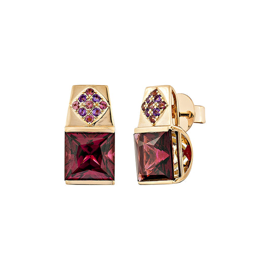 Rhodolite Stud Earring