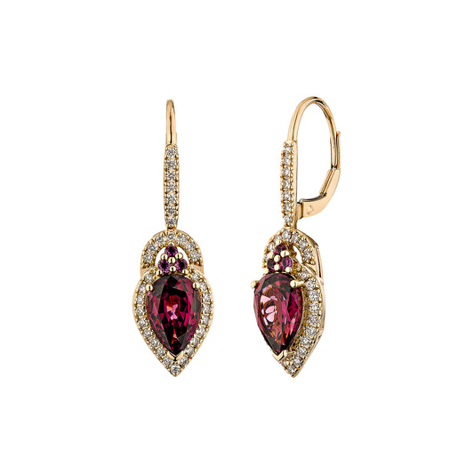 Rhodolite Drop Earring