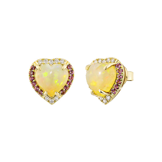 Opal Heart Earring