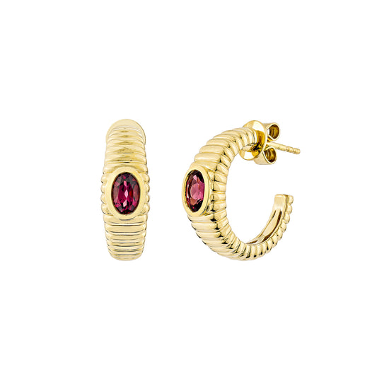 Rhodolite Hoop Earring