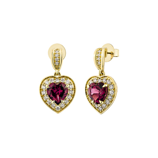 Rhodolite Heart Earring