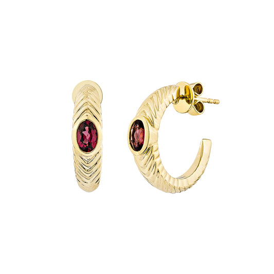 Rhodolite Hoop Earring