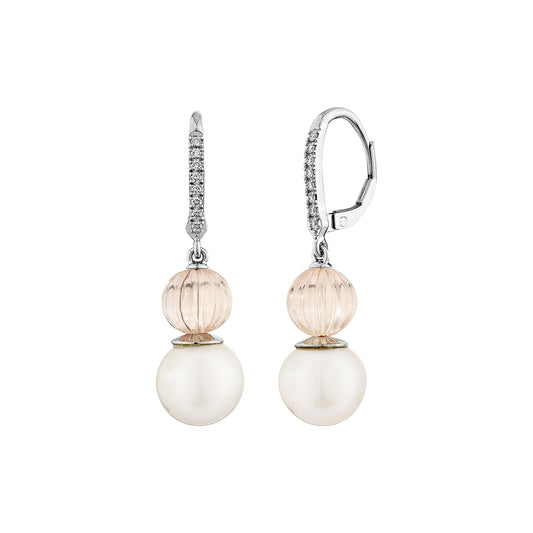 White Pearl & Rose Quartz Earring