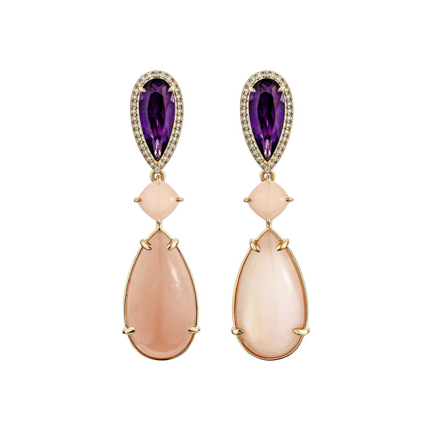 Amethyst & Peach Gemstone Drop Earring