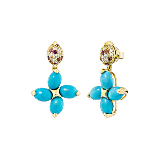 Turquoise Floral Earring