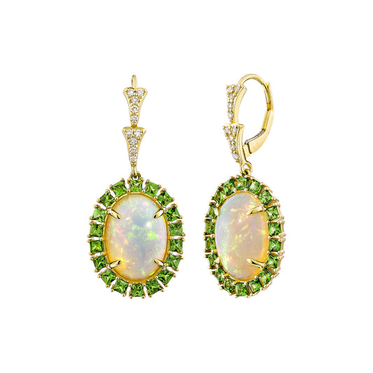 Opal & Tsavorite Drop Earring