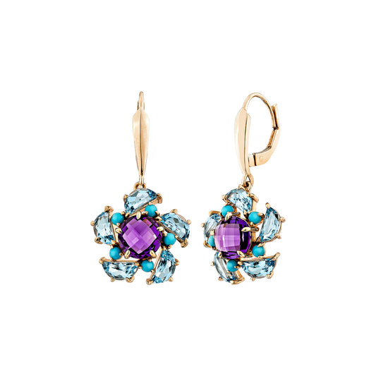 Amethyst & Swiss Blue Topaz Drop Earring