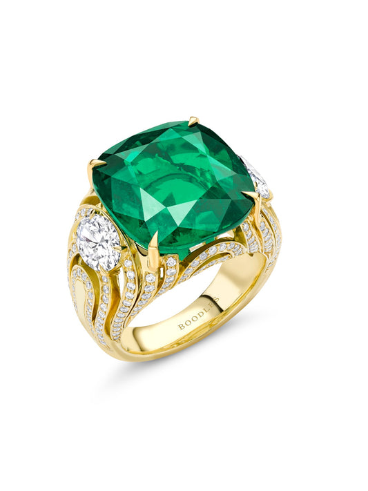 Kyoto Cushion Emerald Ring