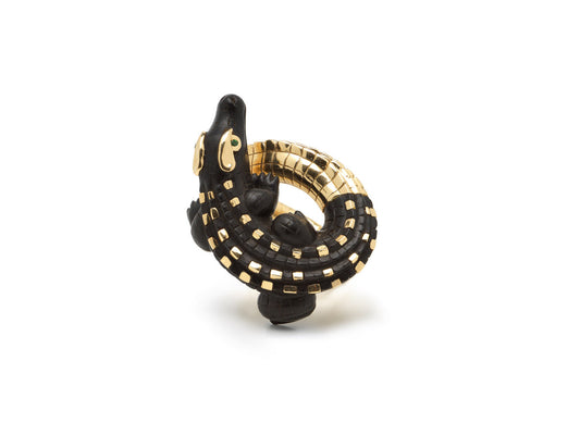 Alligator Ebony Wood Twist Ring