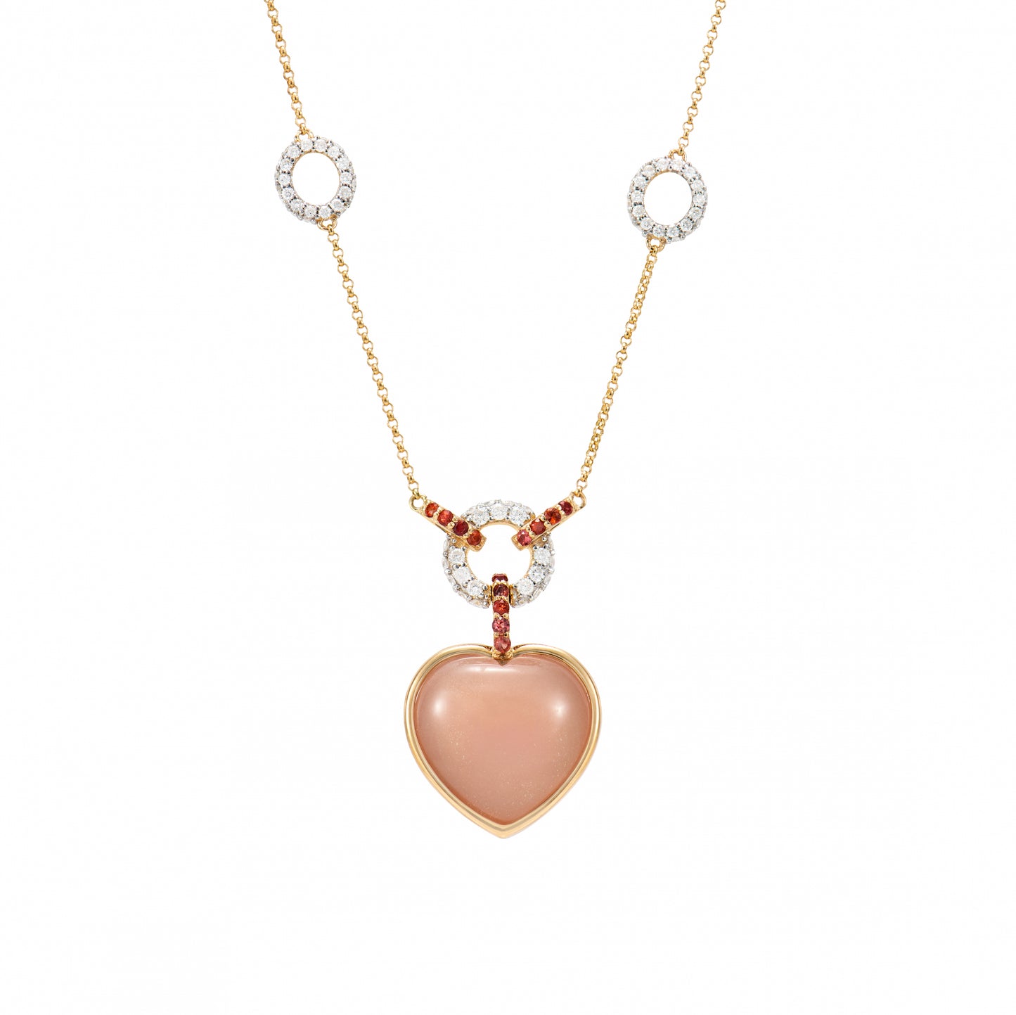 Heart Orange Moonstone Necklace