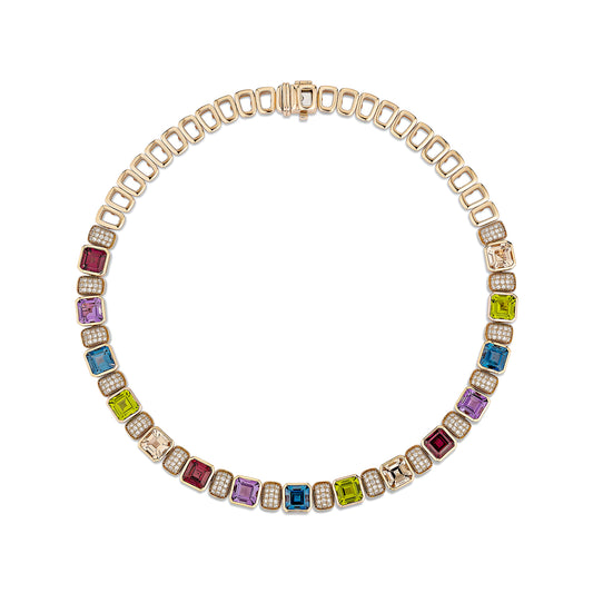 Multi Gemstone Linked Necklace