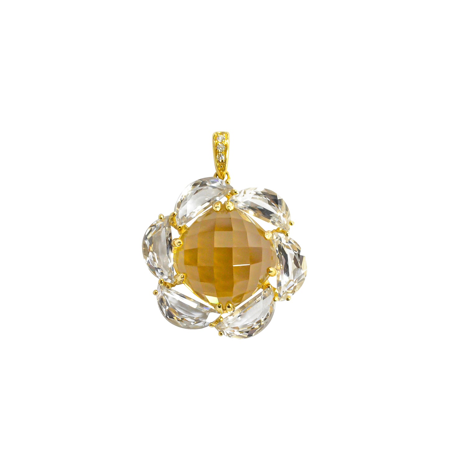 Citrine & Topaz Flower Pendant