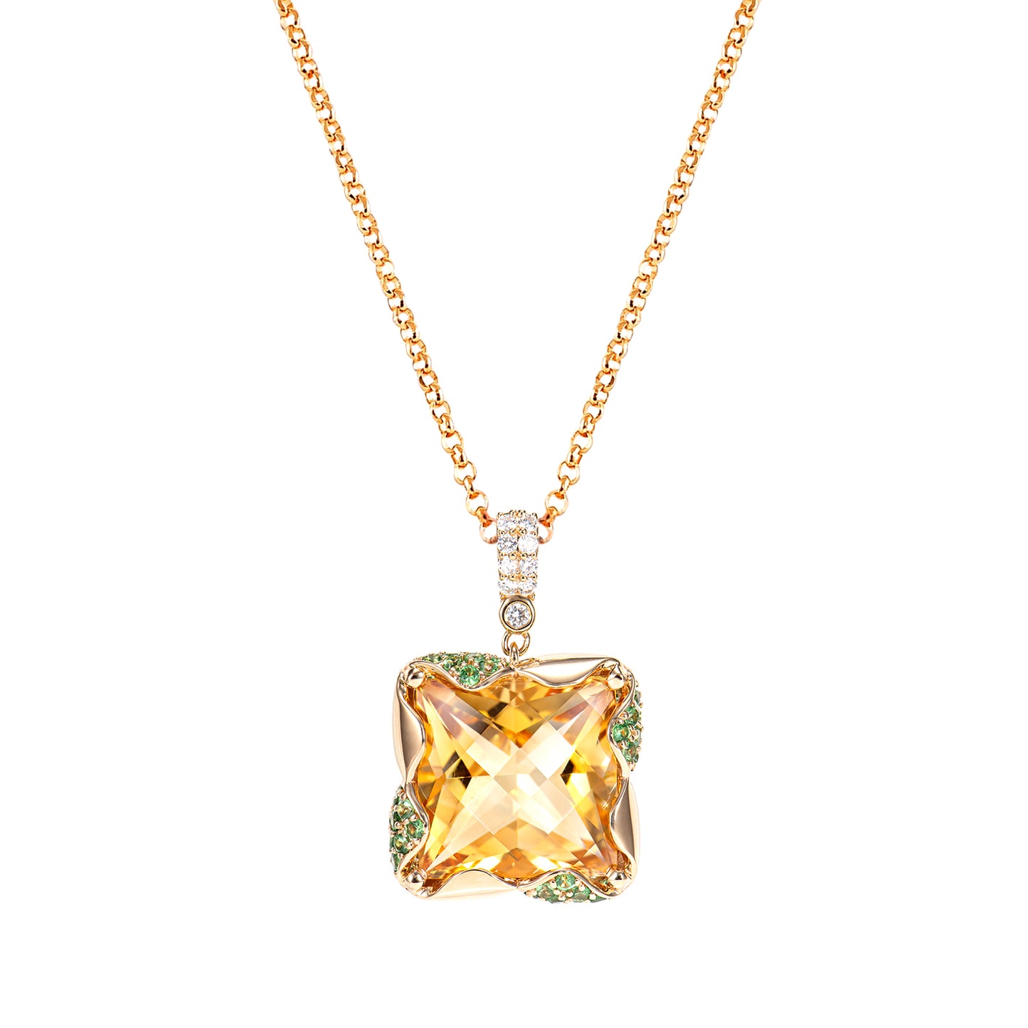 Square Citrine Pendant