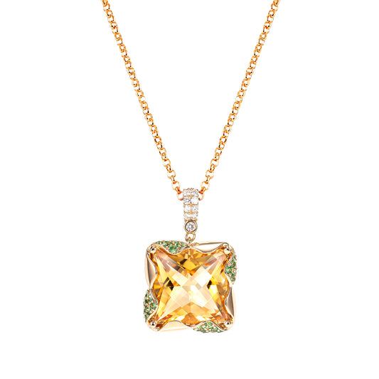 Square Citrine Pendant