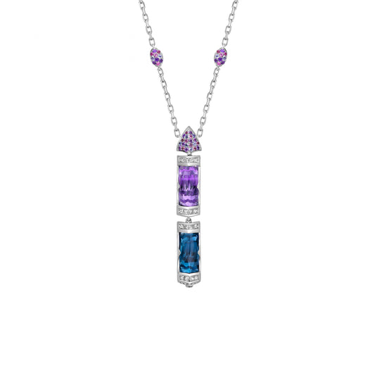 London Blue Topaz And Amethyst Necklace