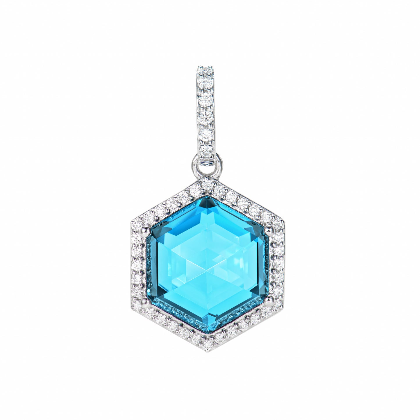 Swiss Blue Topaz Hexagon Pendant