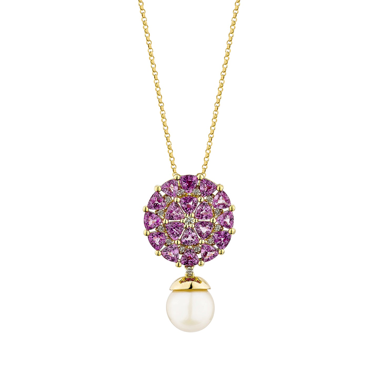 Pearl & Pink Sapphire Floral Pendant