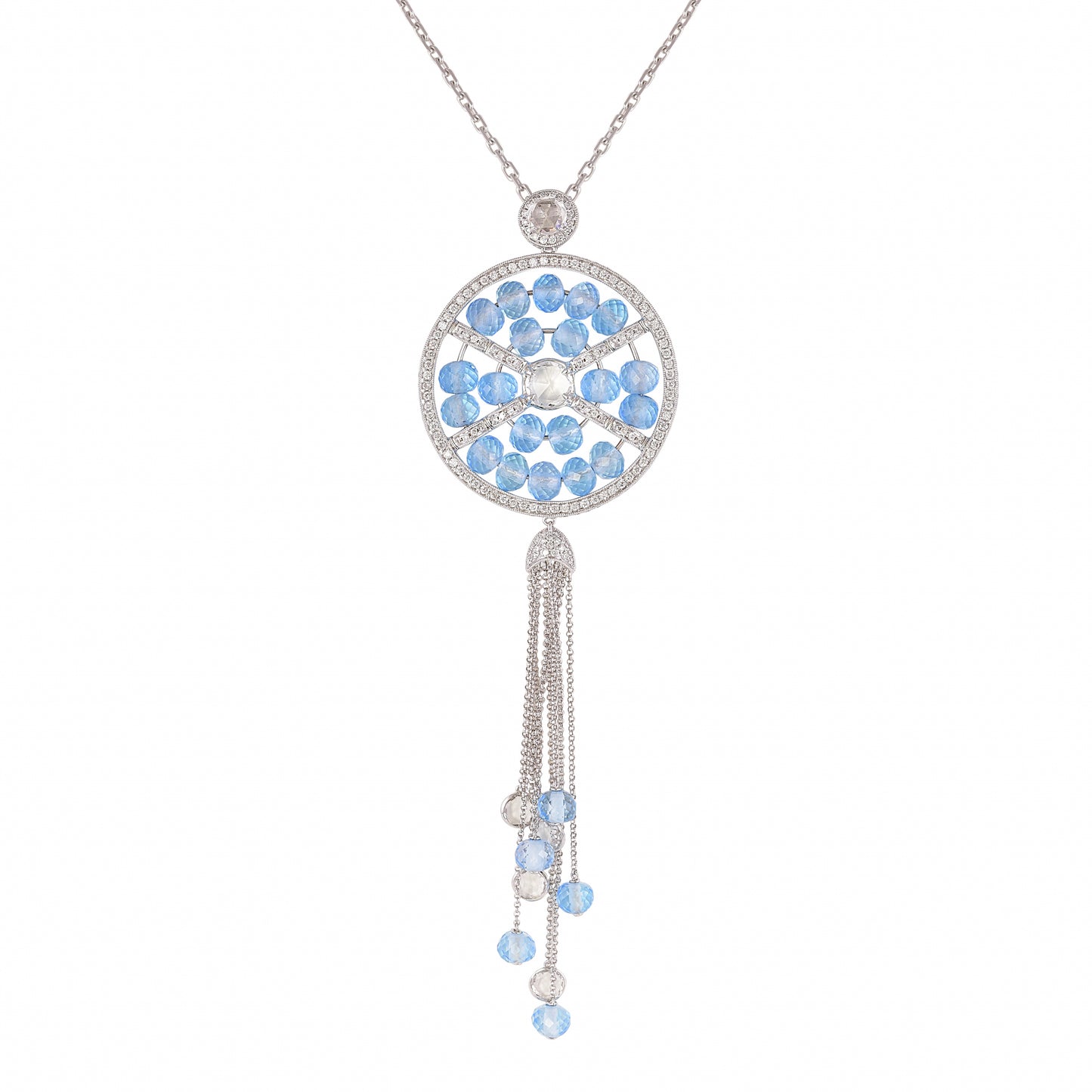 Crystal, Swiss Blue Topaz Circular Pendant