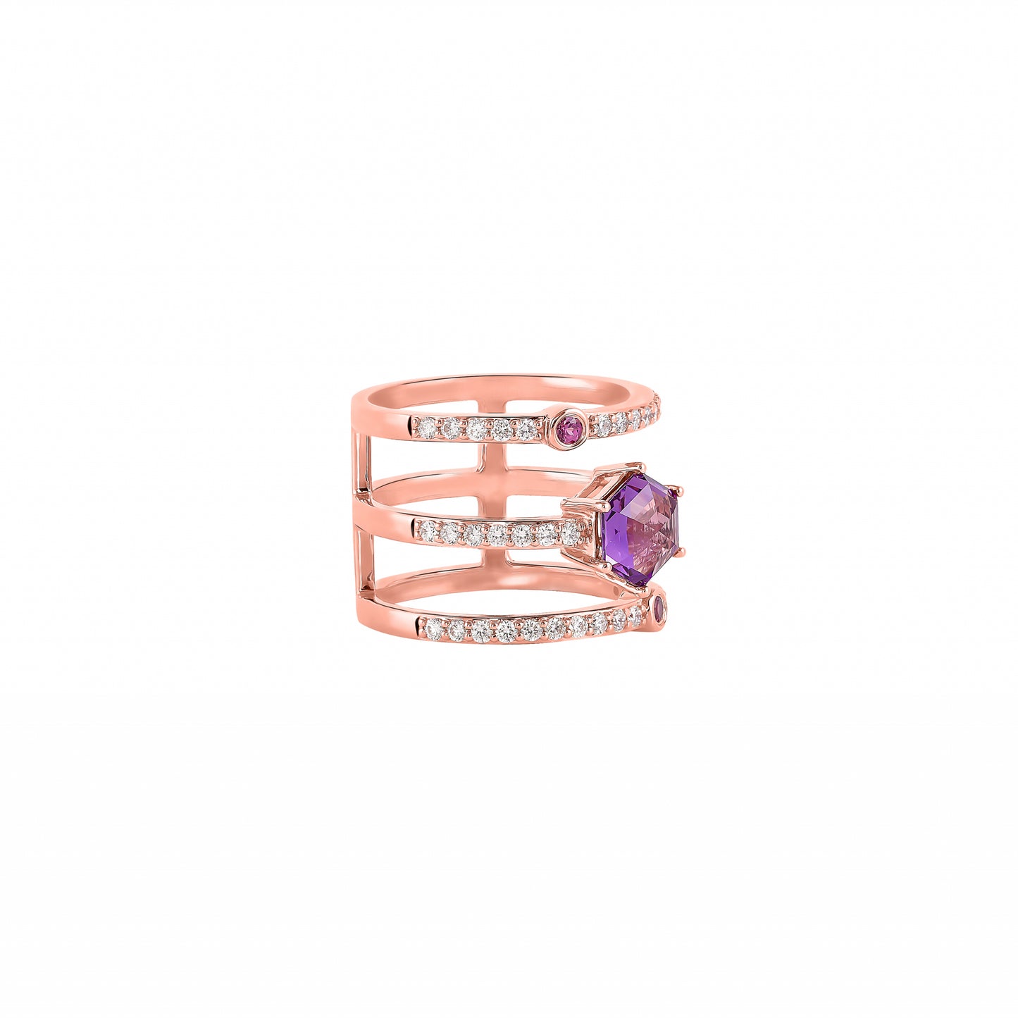 Amethyst Hexagon Ring