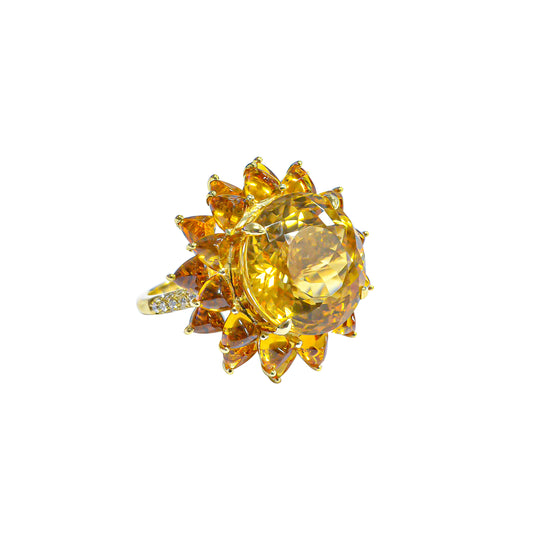 Citrine Flower Ring