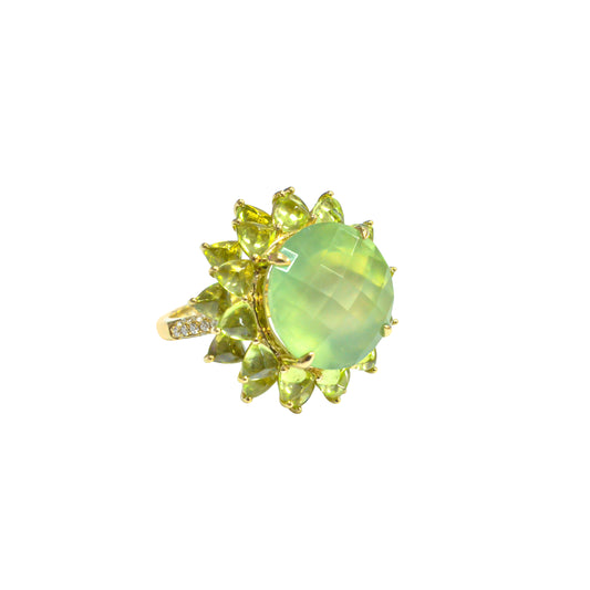 Prehnite Flower Ring