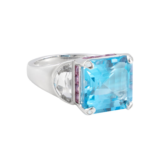 Swiss Blue Topaz Cocktail Ring