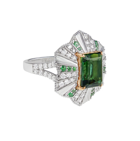 Green Tourmaline Cocktail Ring