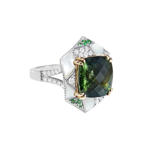 Green Tourmaline Cocktail Ring