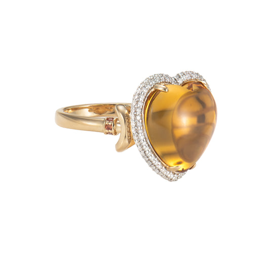 Honey Quartz Heart Ring