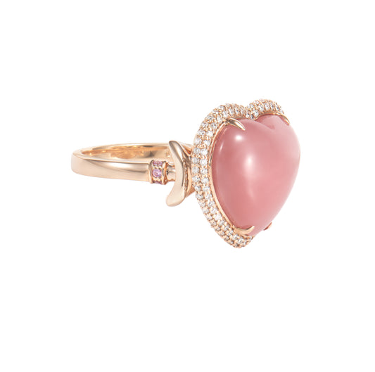 Guava Quartz Heart Ring