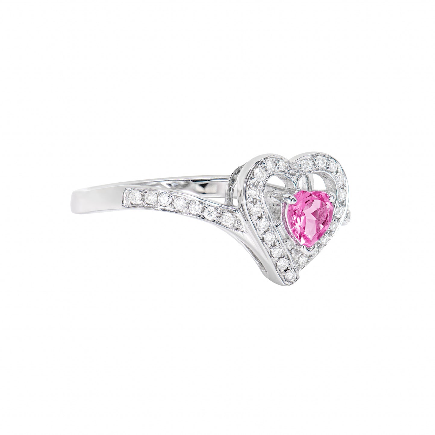 Pink Sapphire Heart Ring