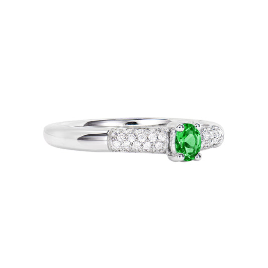 Tsavorite Solitaire Ring