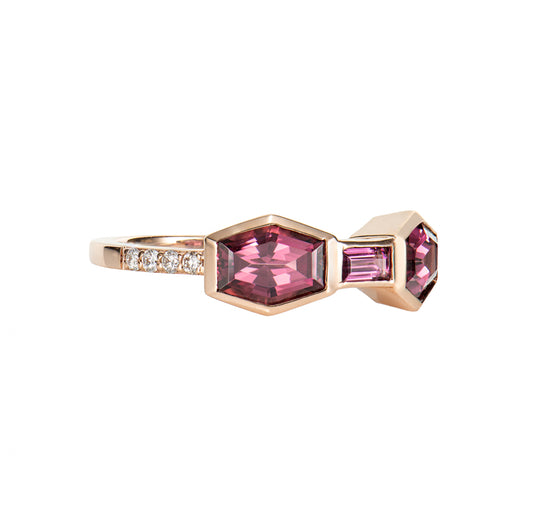 Triple Rhodolite Fancy Ring