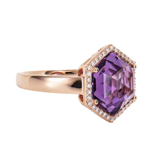 Amethyst Hexagon Ring