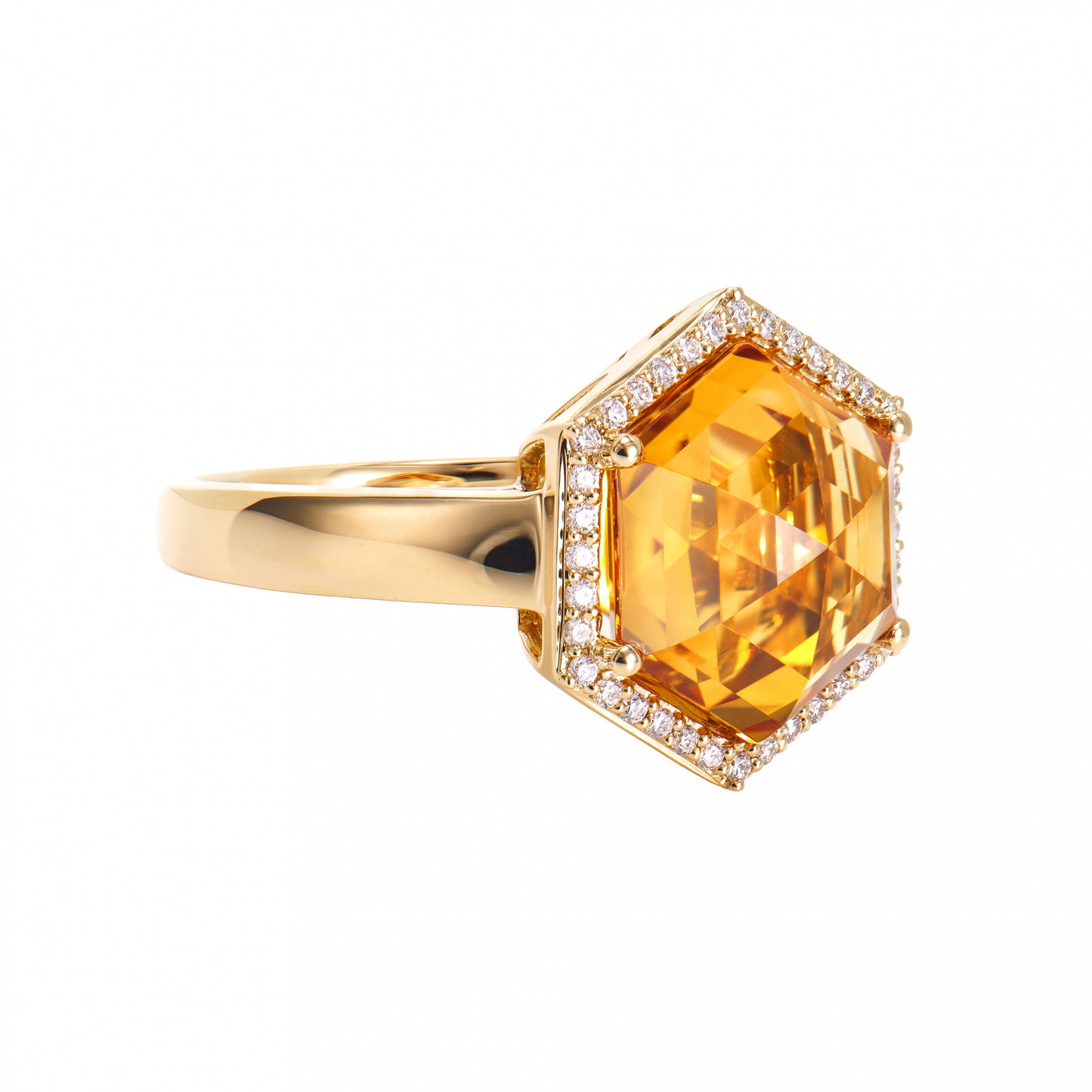 Citrine Hexagon Ring