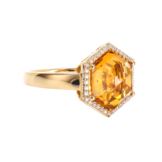 Citrine Hexagon Ring