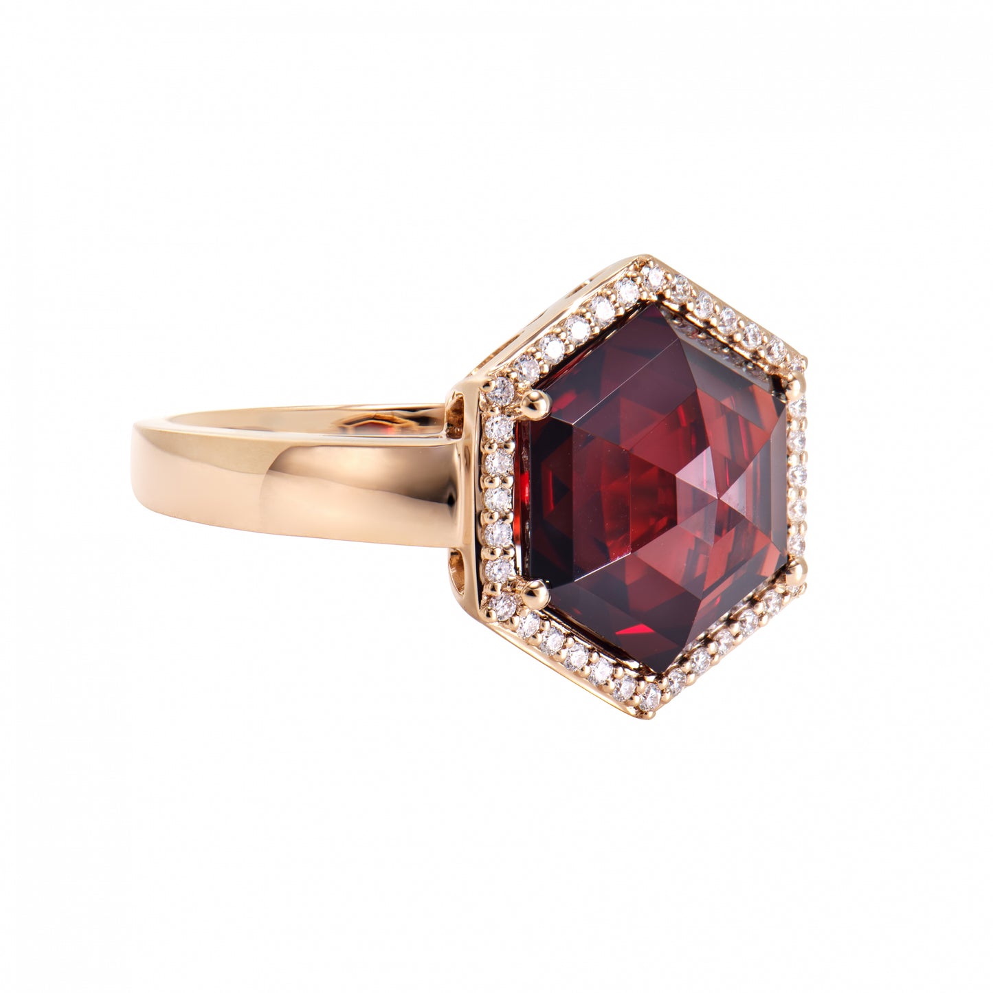 Garnet Hexagon Ring