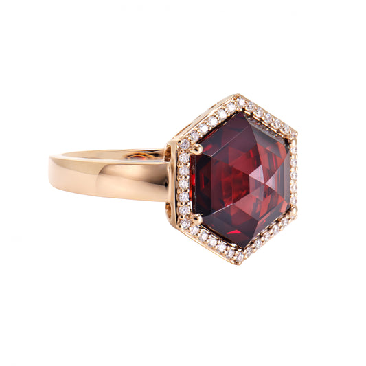 Garnet Hexagon Ring