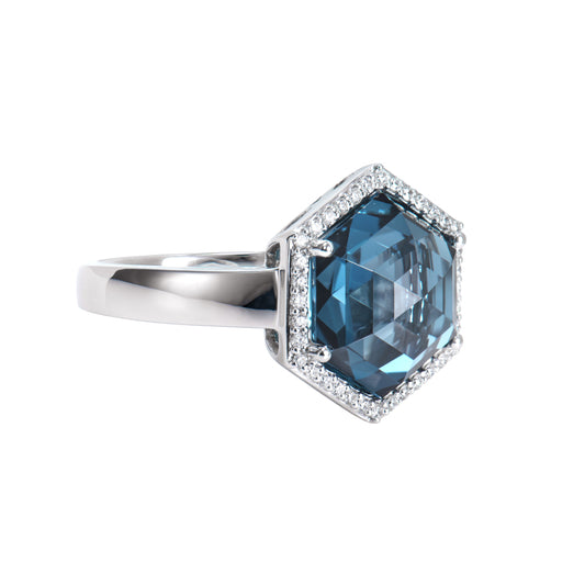 London Blue Topaz Hexagon Ring