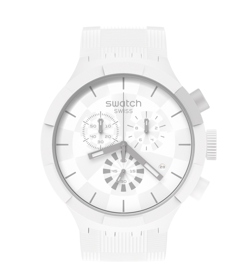 Chequered White Watch