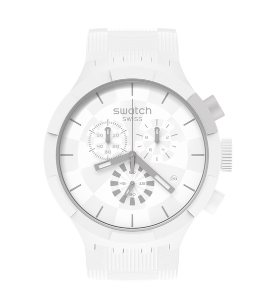 Chequered White Watch