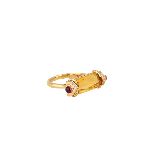 Honey Quartz Fancy Baguette Ring