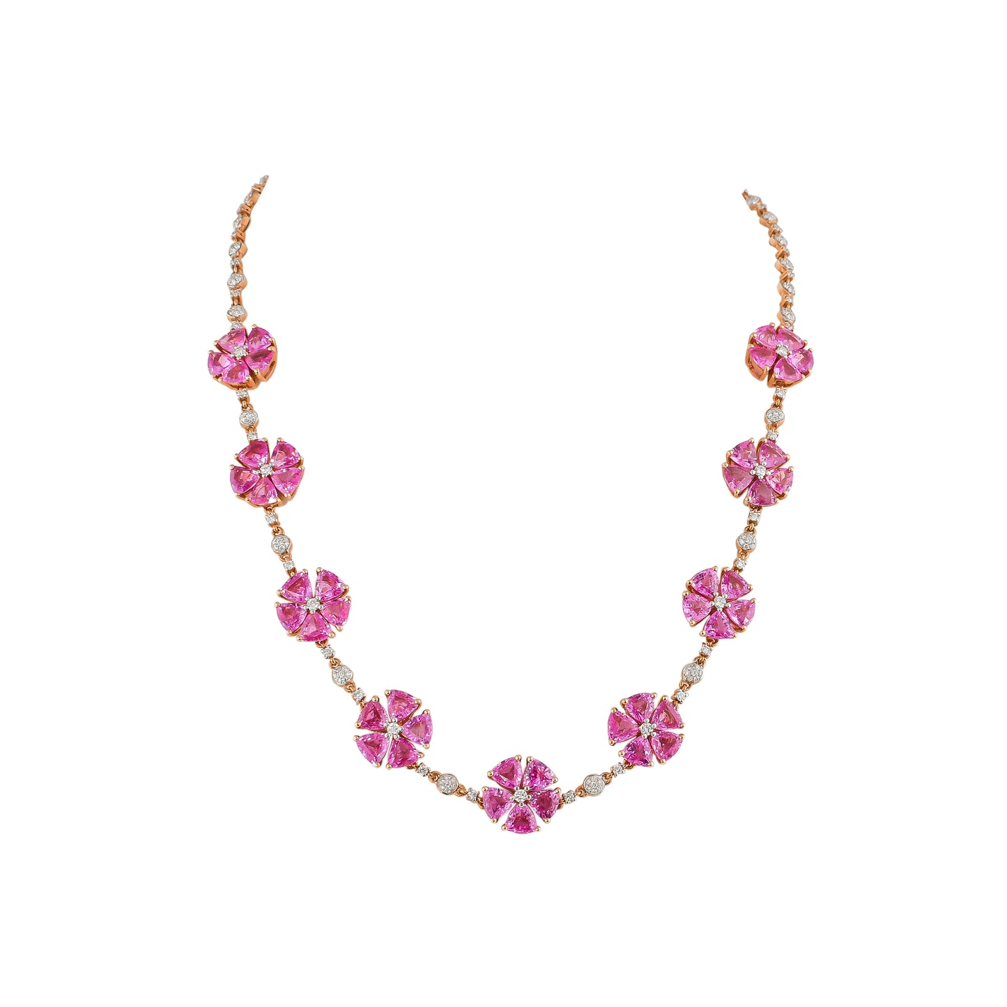 Pink Sapphire Floral Necklace