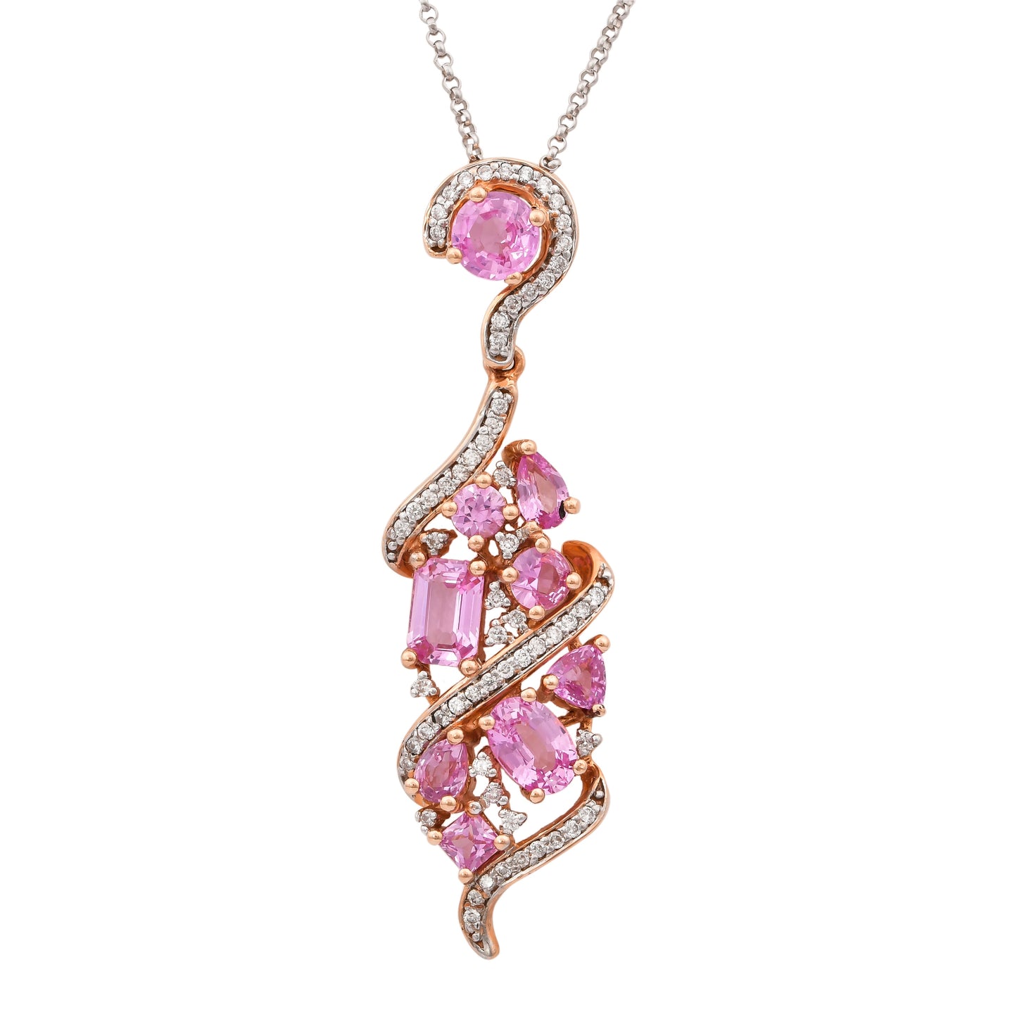 Pink Sapphire Cluster Pendant