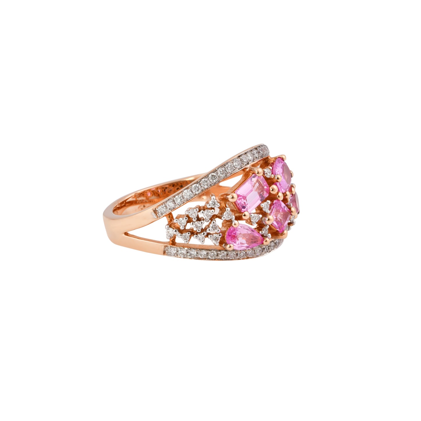 Pink Sapphire Cluster Ring